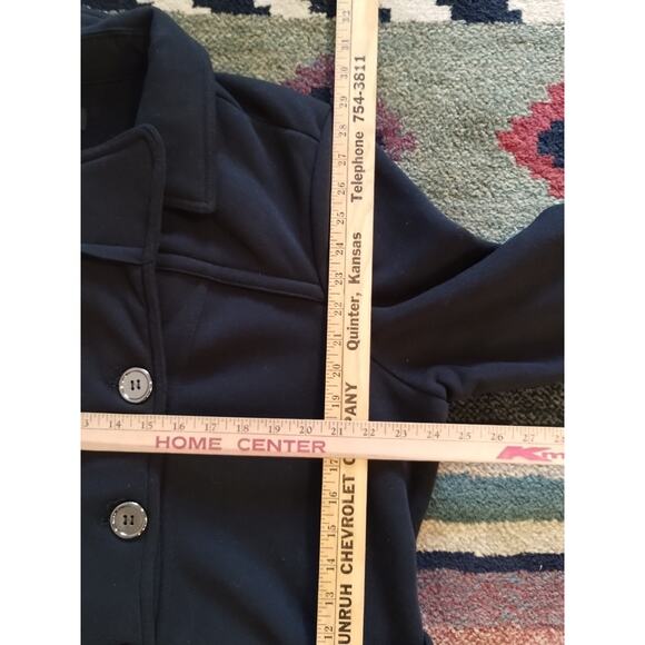 New Look Black Double Breasted Shiny Buttoned Belted Trench Fleece Pea Coat 2X - Picture 5 of 13